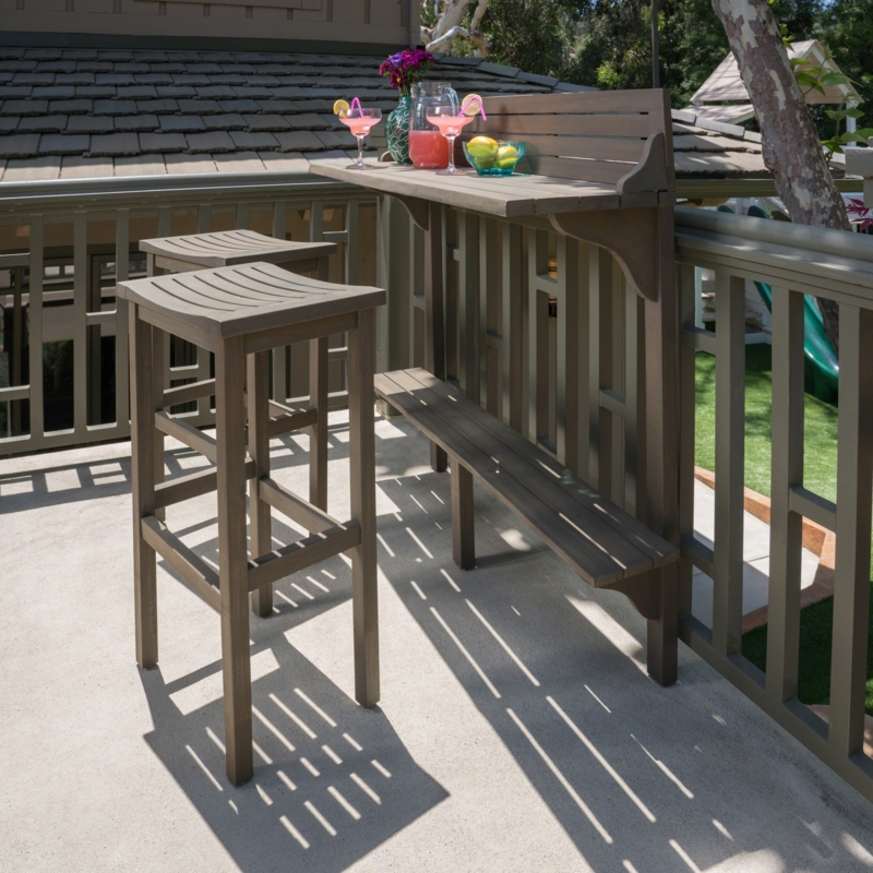 Bushnell Solid Wood Bar Set with Stools
