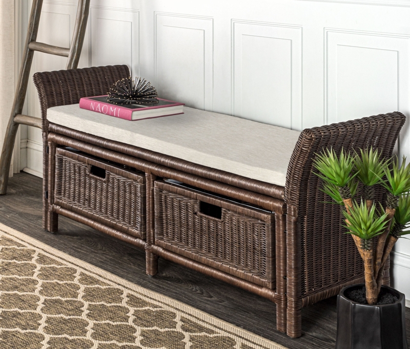 Cabott Wicker Storage Bench