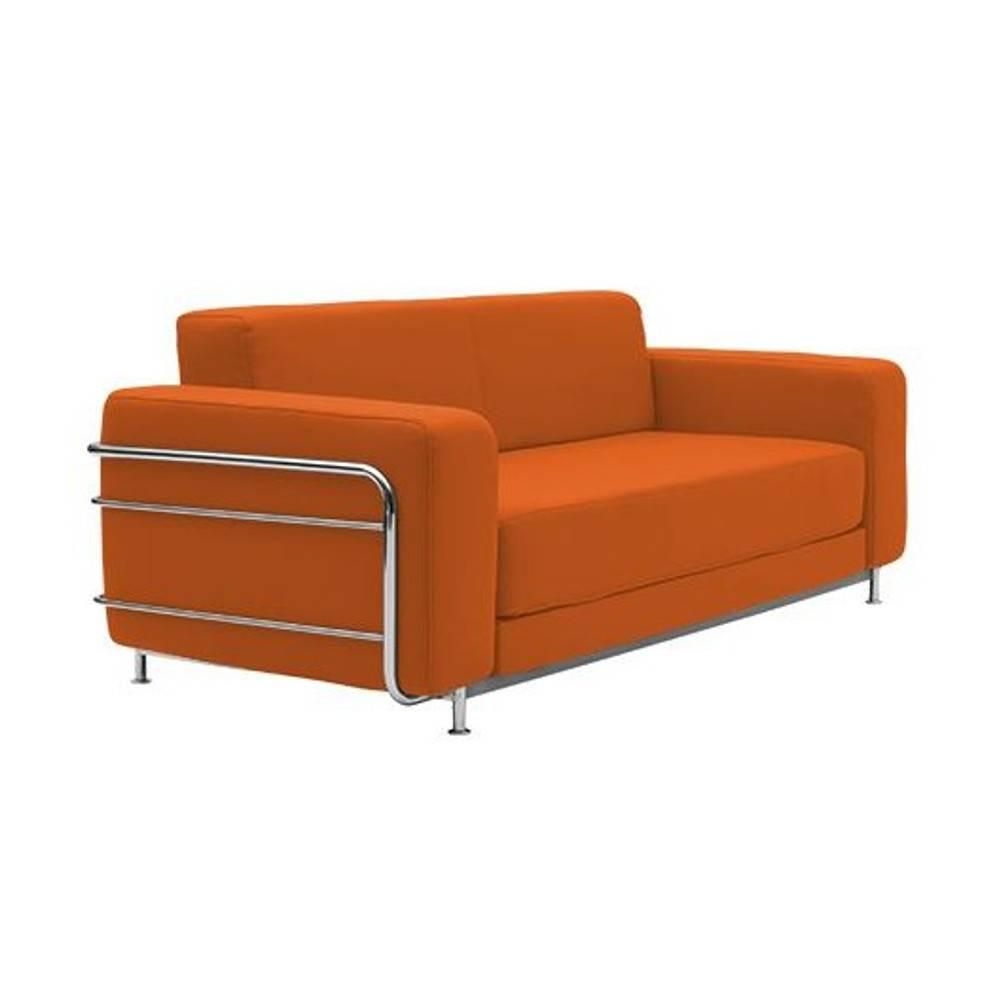 Canap lit convertible design SILVER en tissu laine orange cadre mtal chrom couchage 140*196cm  SOFTLINE