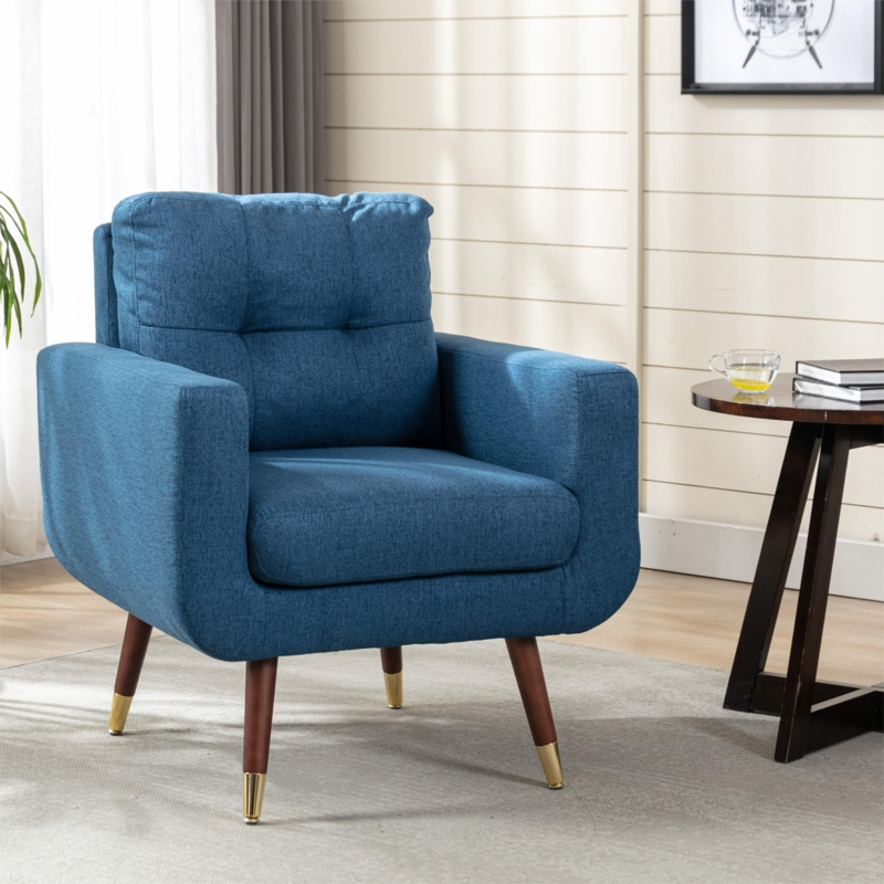 Candelora 28.35 "W Tufted Polyester Armchair with Metal Foot Guards