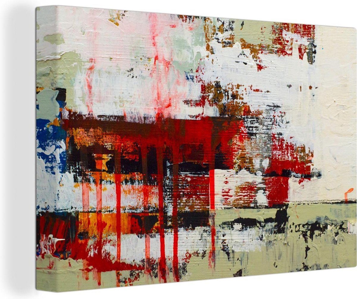 Canvas Schilderij Hand geschilderde abstracte schilderij - 150x100 cm - Wanddecoratie