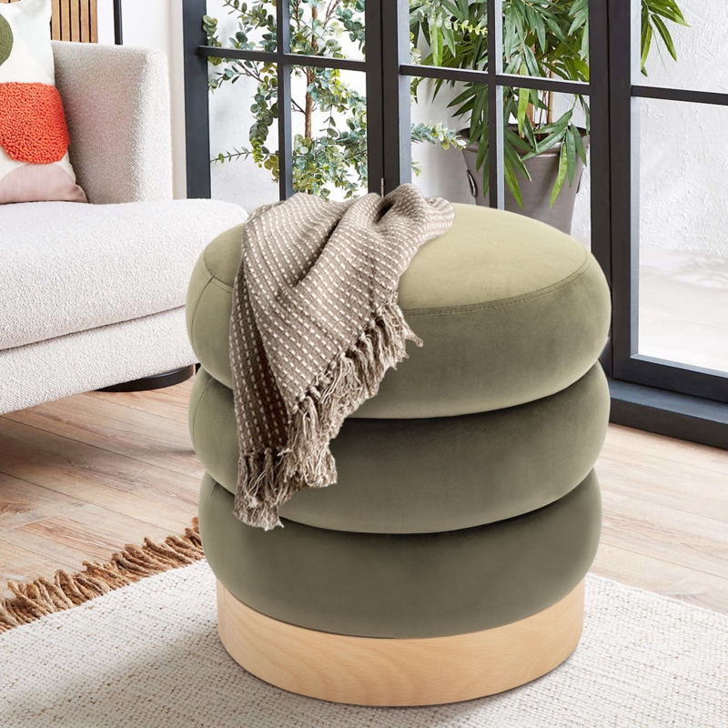 Carra 18'' Wide Round Upholstered Pouf Ottoman