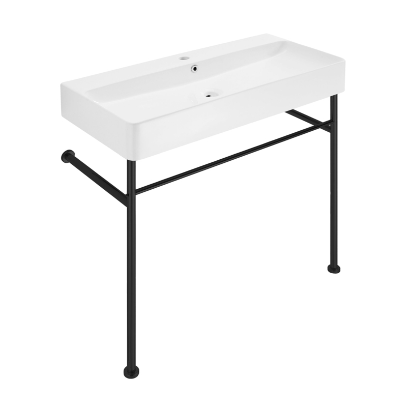 Carre 36" Tall Ceramic Rectangular Console Bathroom Sink with Overflow