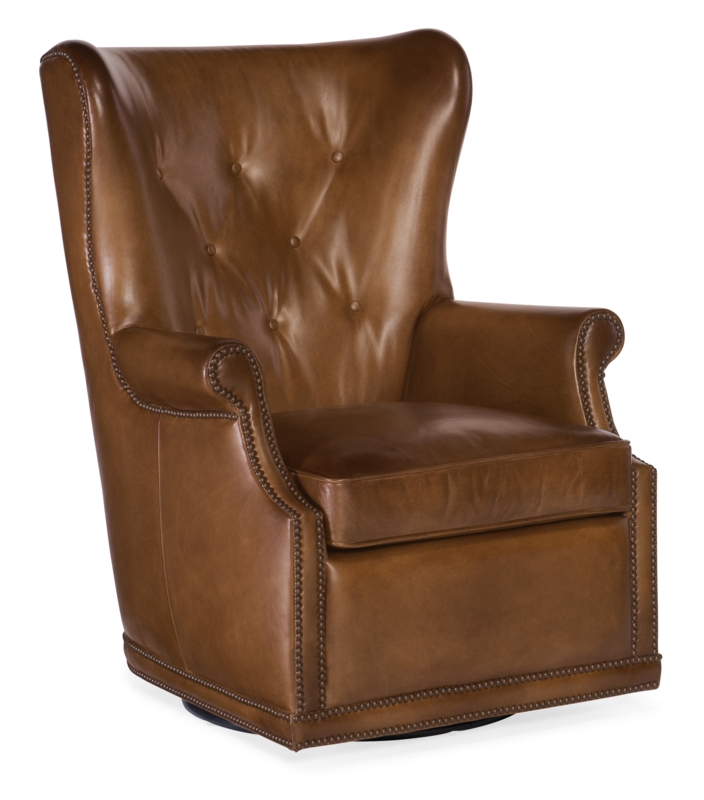 CC Leather Swivel Wingback Chair