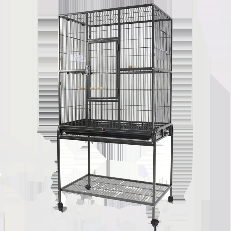 Celisse 62'' Iron Flat Top Flight Cage with Wheels