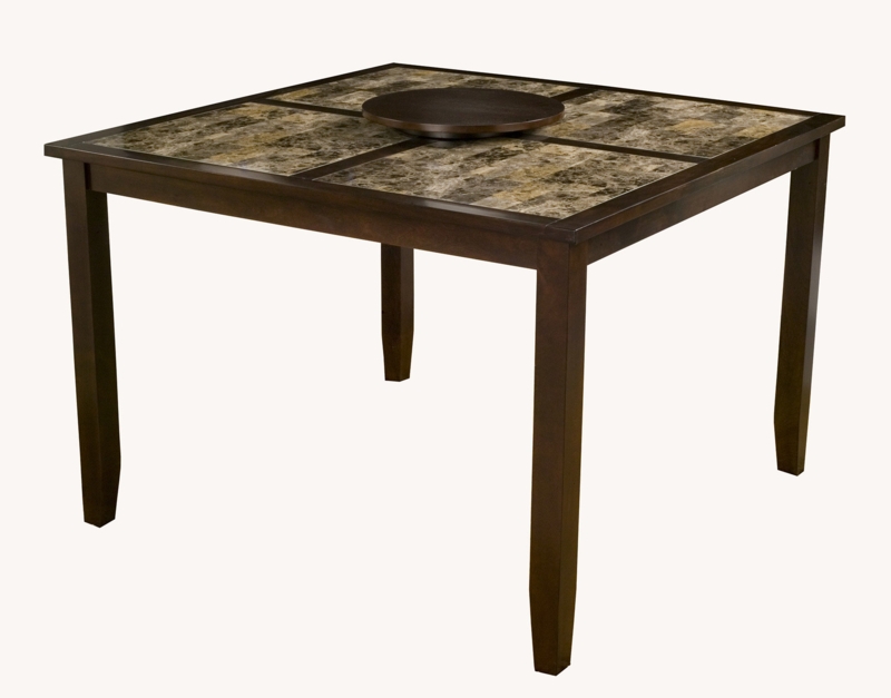 Centeno Capitola Faux Marble Large Pub Table with Removable 18" Lazy Susan, Espresso