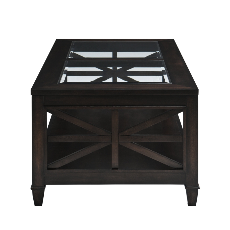 Cheylee Farmhouse Cocktail Tables Coffee Table with Tempered Glass Top