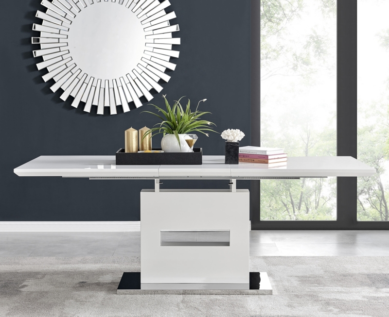 Chowchilla Areza Luxury White High Gloss Extendable Dining Table - 6 to 8 Seat Dining Table