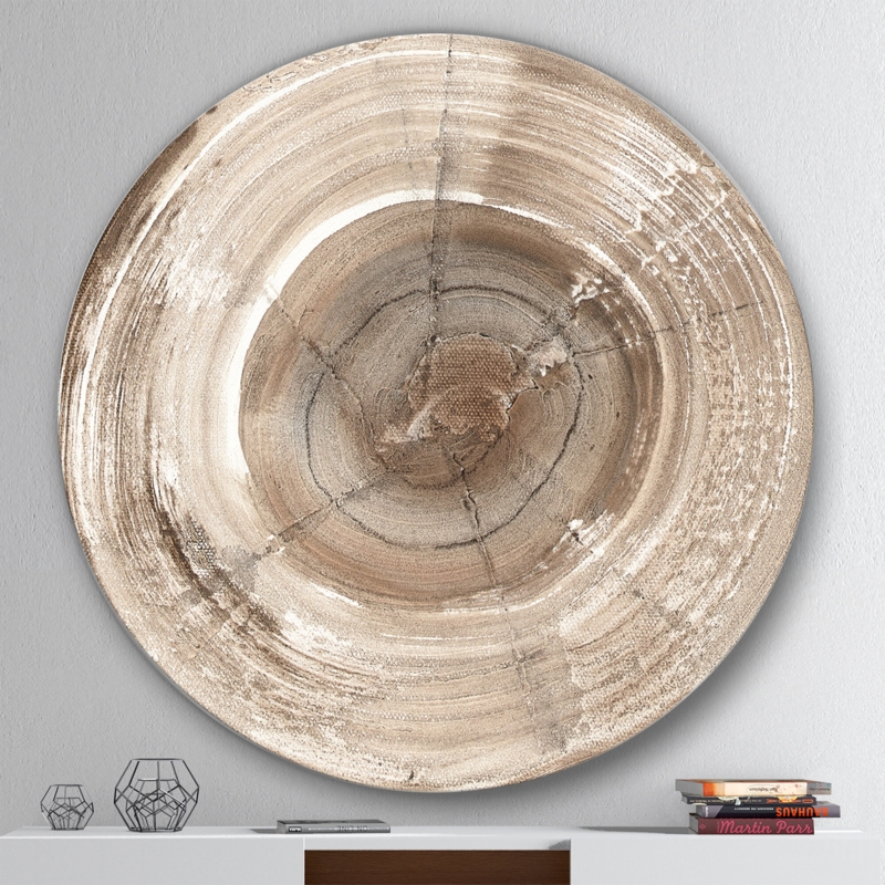 " Circle Natural Elements I " Painting Print on Metal Circle