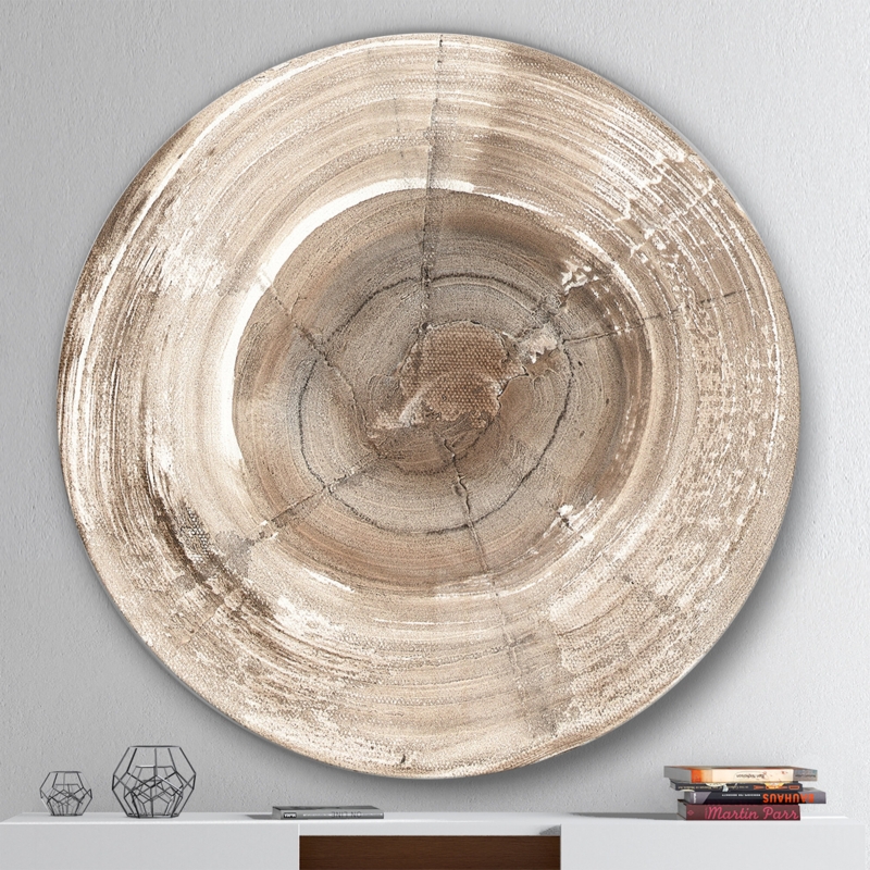 " Circle Natural Elements II " Painting Print on Metal Circle