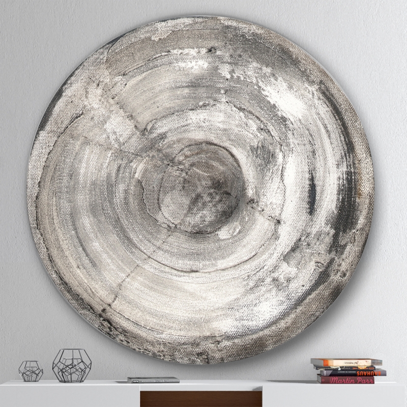 " Circle Natural Elements III " Painting Print on Metal Circle