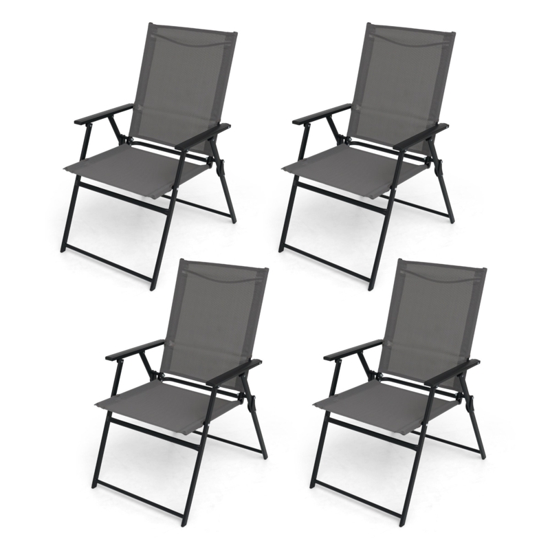 Claubert Fabric Patio Folding Chair Folding Chair Set (Set of 4)