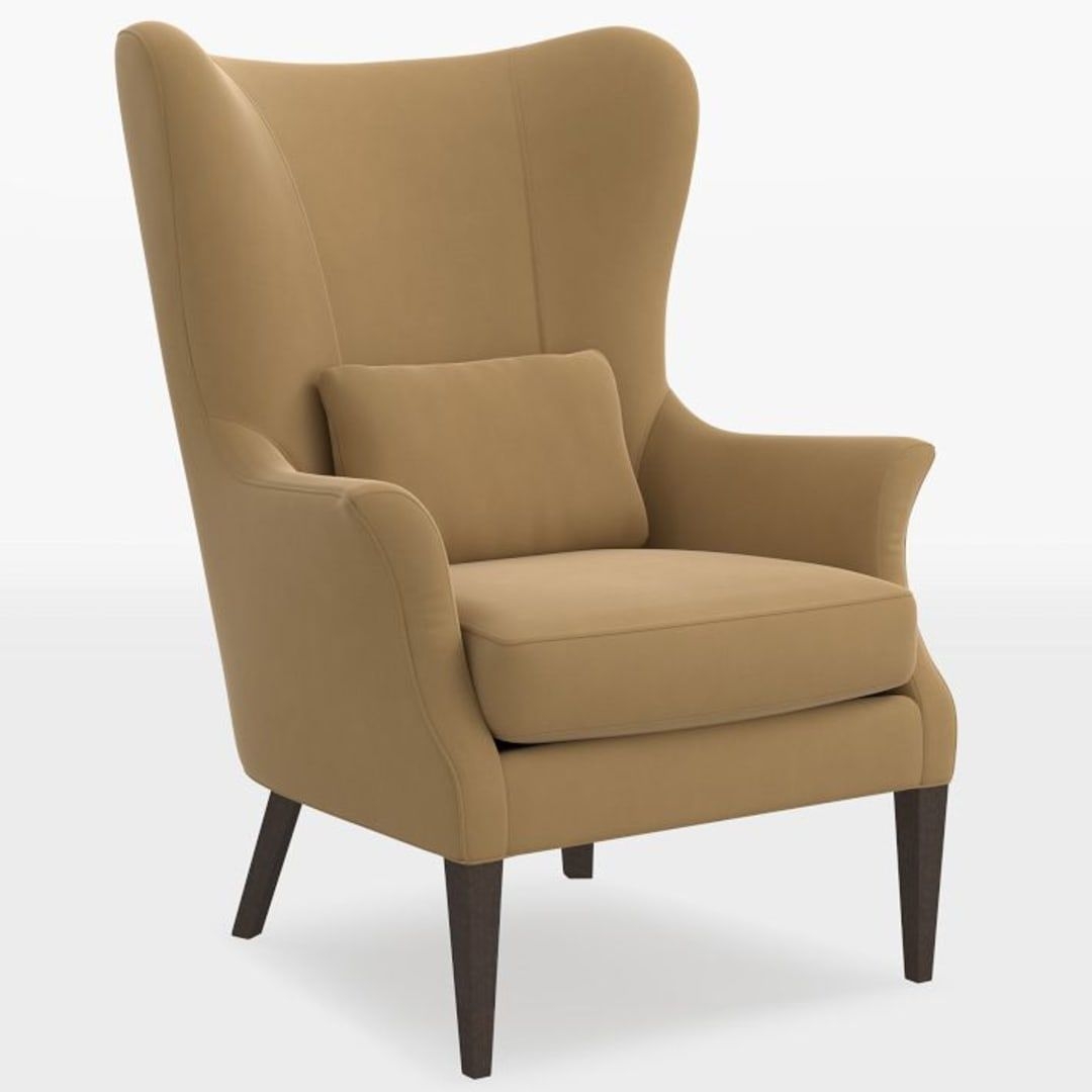 Clinton Modern Wingback Chair, No Nails - Vance Velvet Taupe