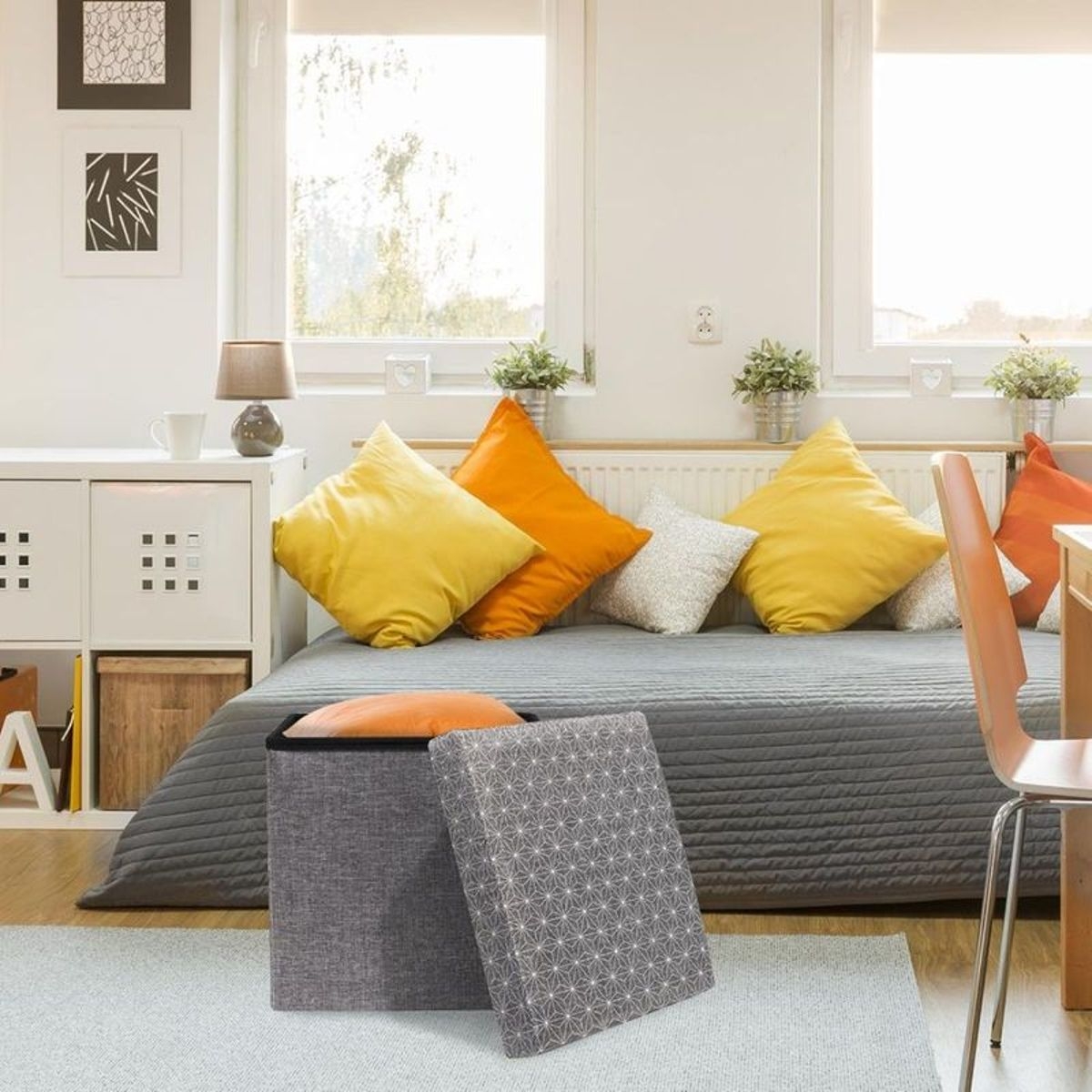 Coffre Rangement Pouf Tissu