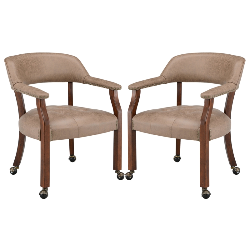 Color Tufted Faux Leather Upholstered Armchair