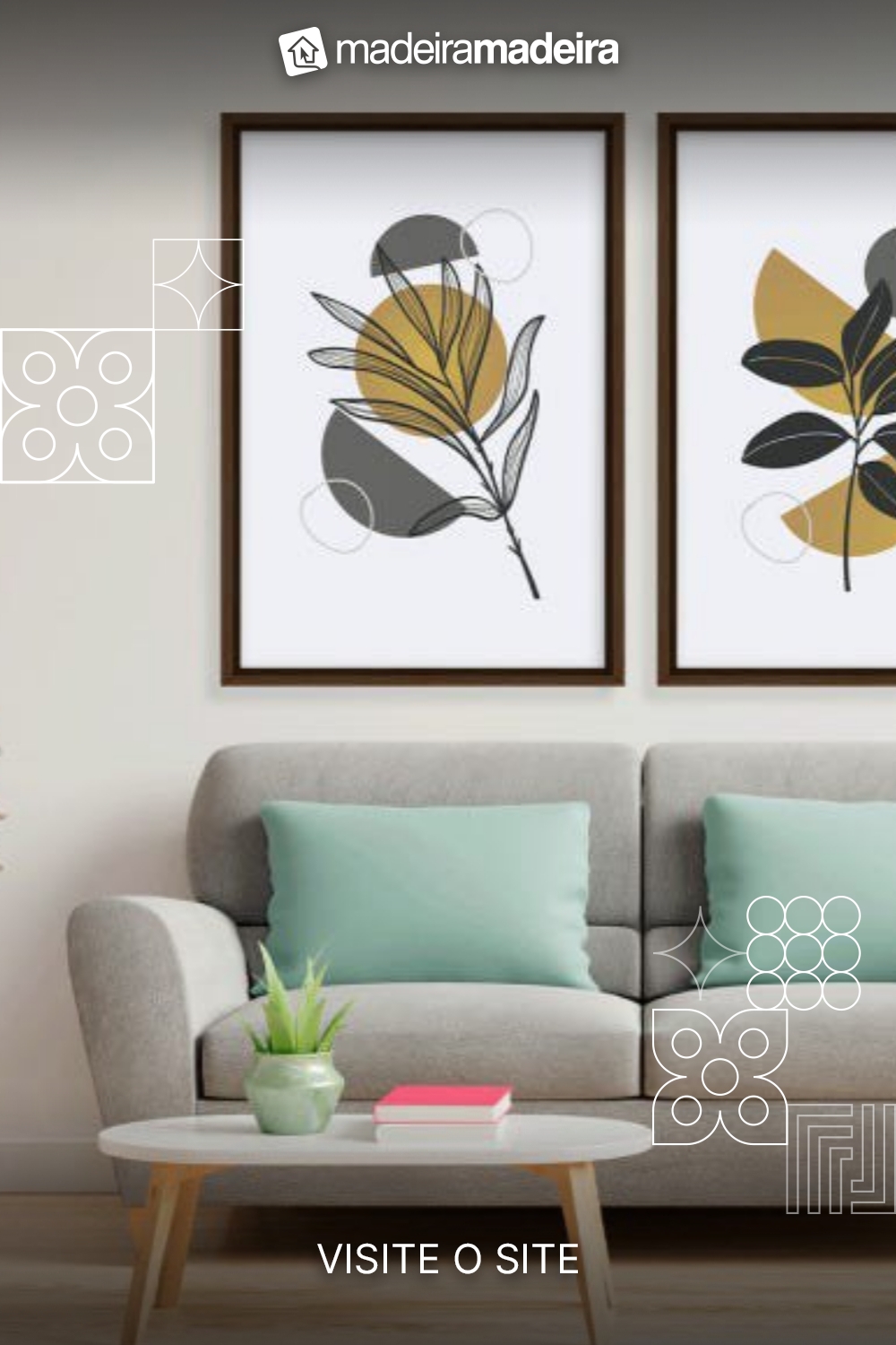 Conjunto 2 Quadros com Moldura Flower Black MADEIRA ESCURA - Mdio