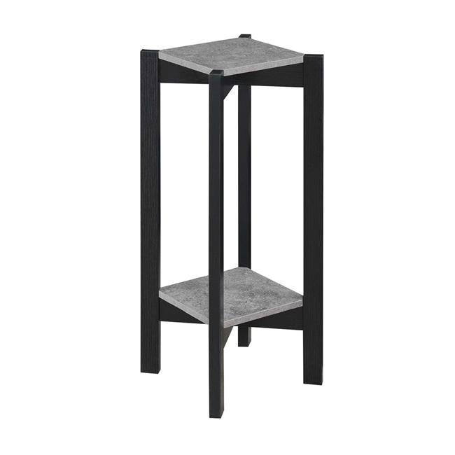 Convenience Concepts 121156CMBL Planters & Potts Deluxe Square Plant Stand, Faux Cement & Black - 18.5 x 18.5 x 31 in.