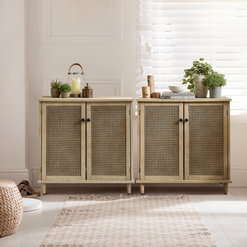 Coons 63'' Wide 4 - Door Cane Rattan Solid Wood Sideboard (Set of 2)