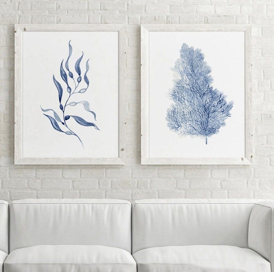 Coral Blue Art set of 2