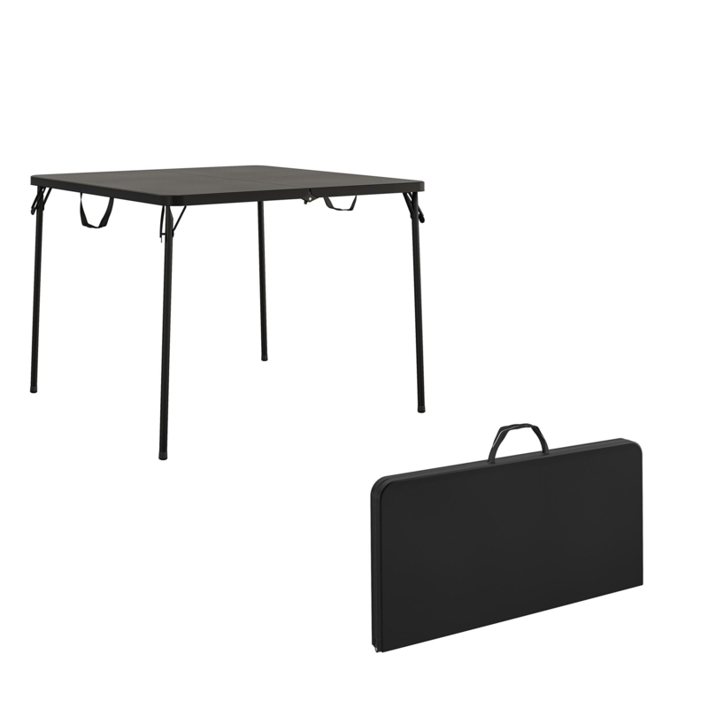 COSCO XL 38.5" Fold-in-Half Card Table w/ Handle, Black, Indoor & Outdoor, Wheelchair Accessible