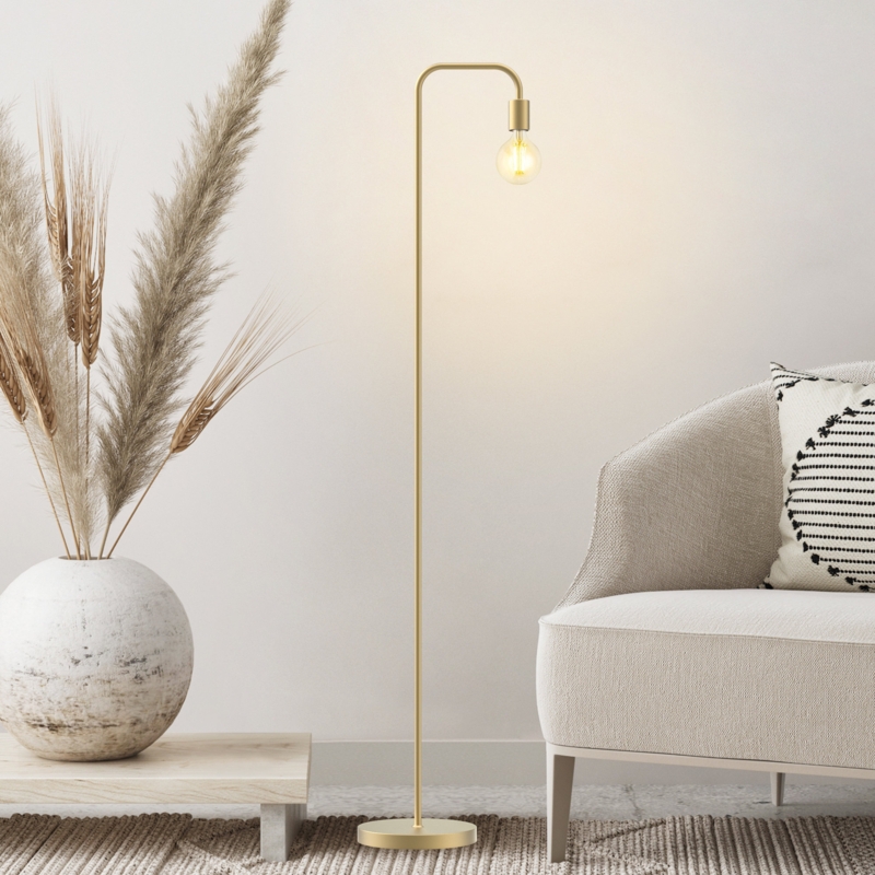 Crimley 64.5" Industrial Standing Arched Floor Lamp and Bulb Included