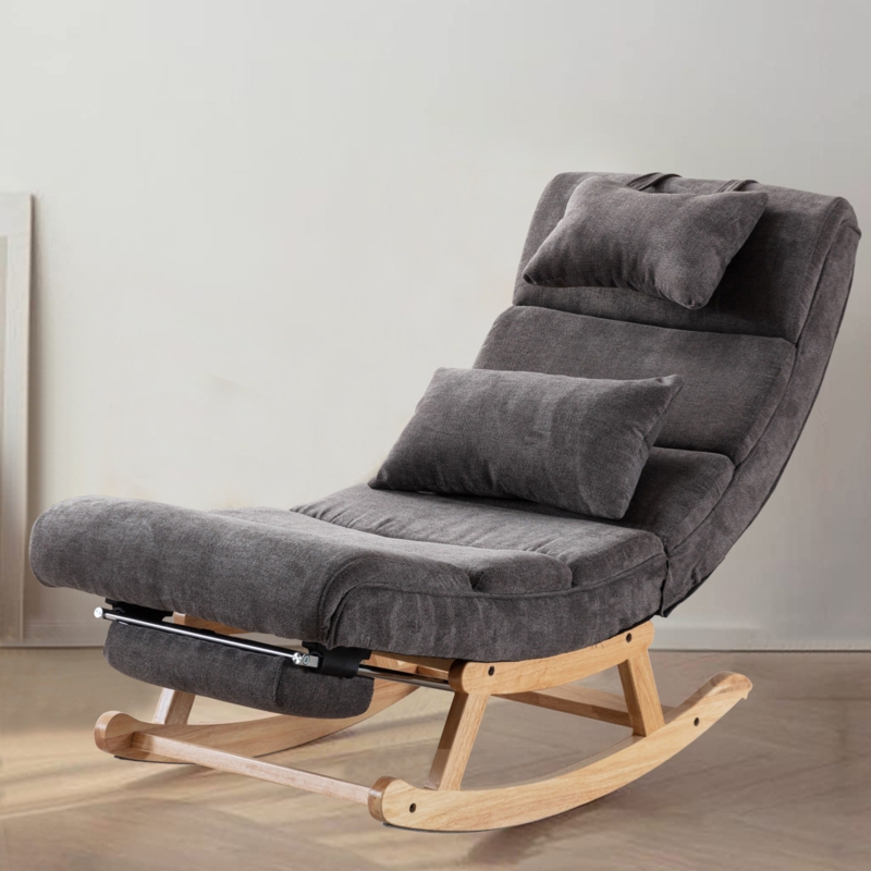 Cristofer Linen Upholstered Rocking Chair, Headrest And Footrest Included