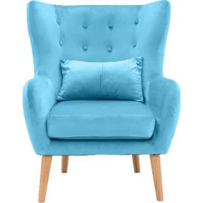 Critter Sitters Teal Velvet Wingback Accent Chair, Blue