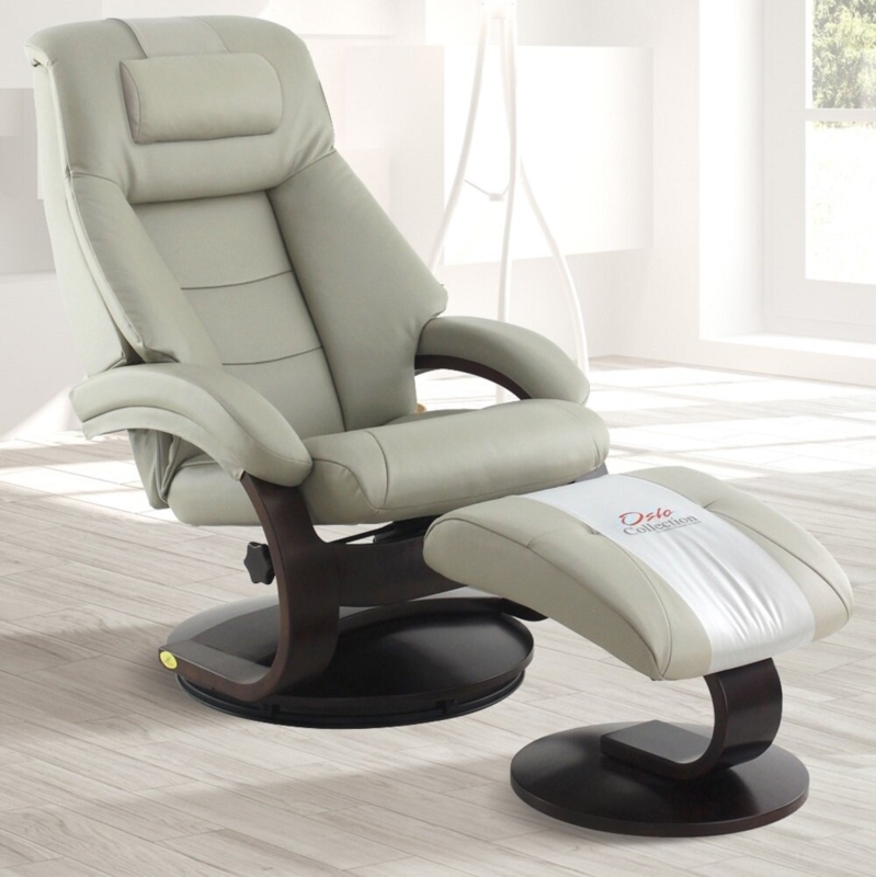 Dalmore 30.25" Wide Genuine Leather Manual Swivel Ergonomic Recliner with Ottoman