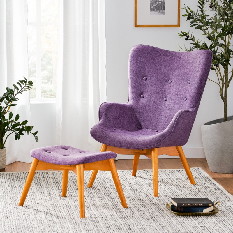 Dayon Upholstered Accent Chair with Ottoman