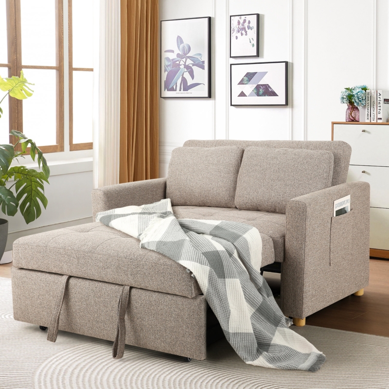 Dharius 68.5" Convertible Sofa Bed 3-in-1 Upholstered Sleeper Sofa Couch Bed with Cushions