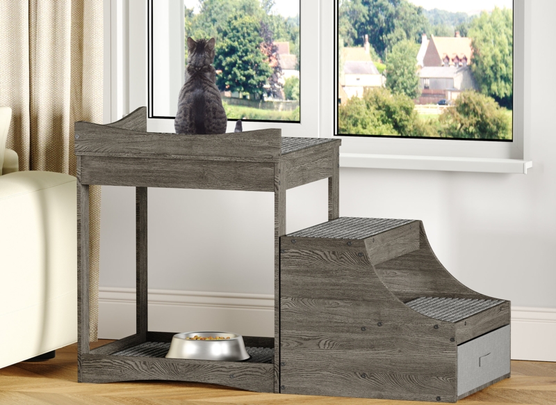 Dog Window Perch,3 in 1 Dog Bunk Bed with 2 Stairs and 3 Non-Slip Cat Scratch Pad for Cats and Dogs