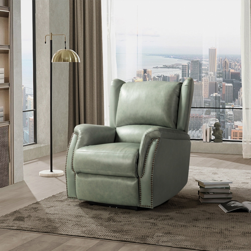 Domingo Genuine Leather Power Recliner With Wingback Design