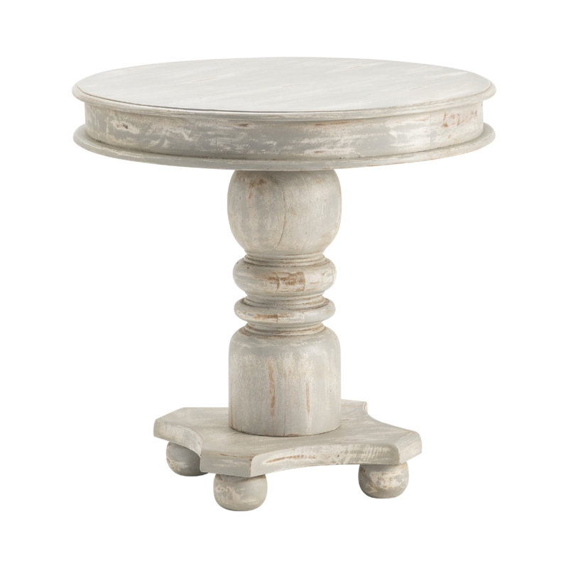 Dominica Solid Wood Tray Top Pedestal End Table