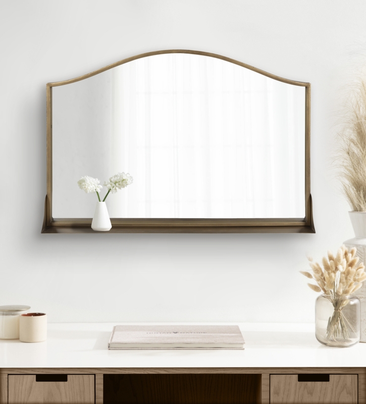Dukene Metal Flat Wall Mirror with Shelves