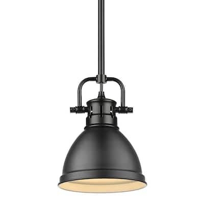 Duncan 1-Light Black Mini-Pendant and Rod with Matte Black Shade