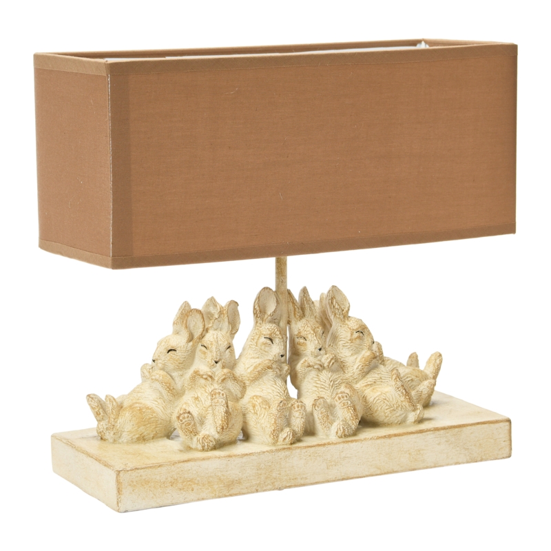 Ekkehard Resin Rabbit Table Lamp with Rectangle Linen Shade