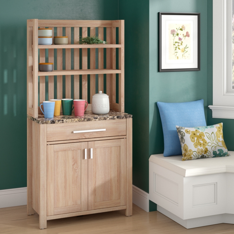 Elenora 31'' Wood Standard Baker's Rack with Wooden Shelves