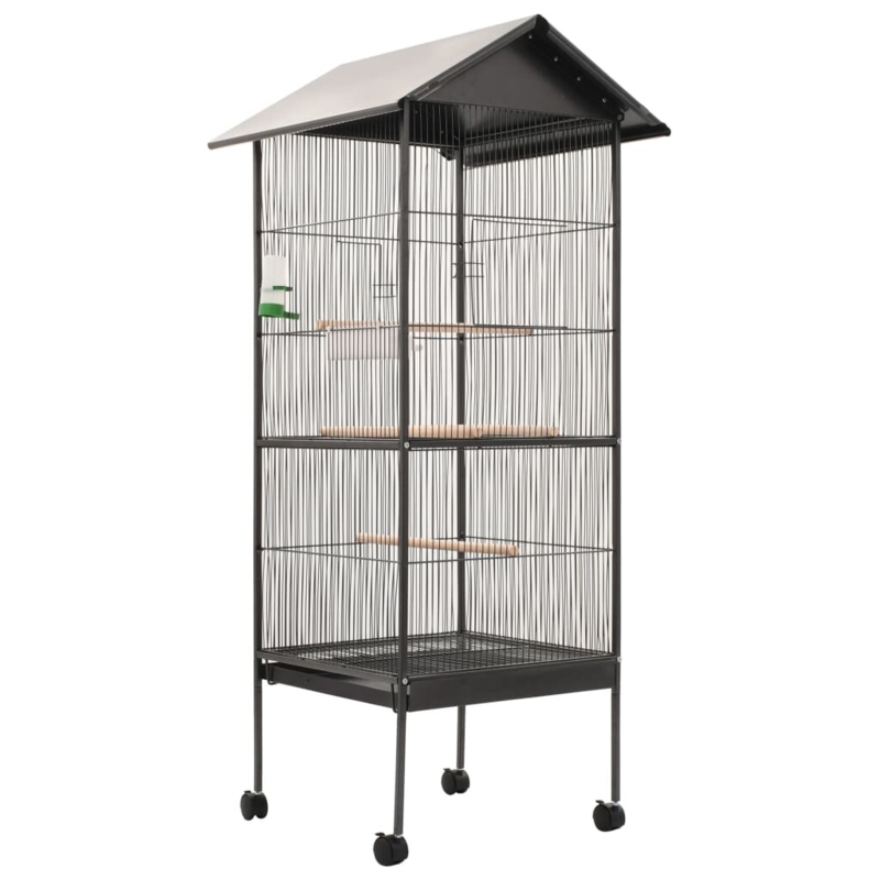 Eliseo 61.02'' Steel Flat Top Flight Cage with Wheels