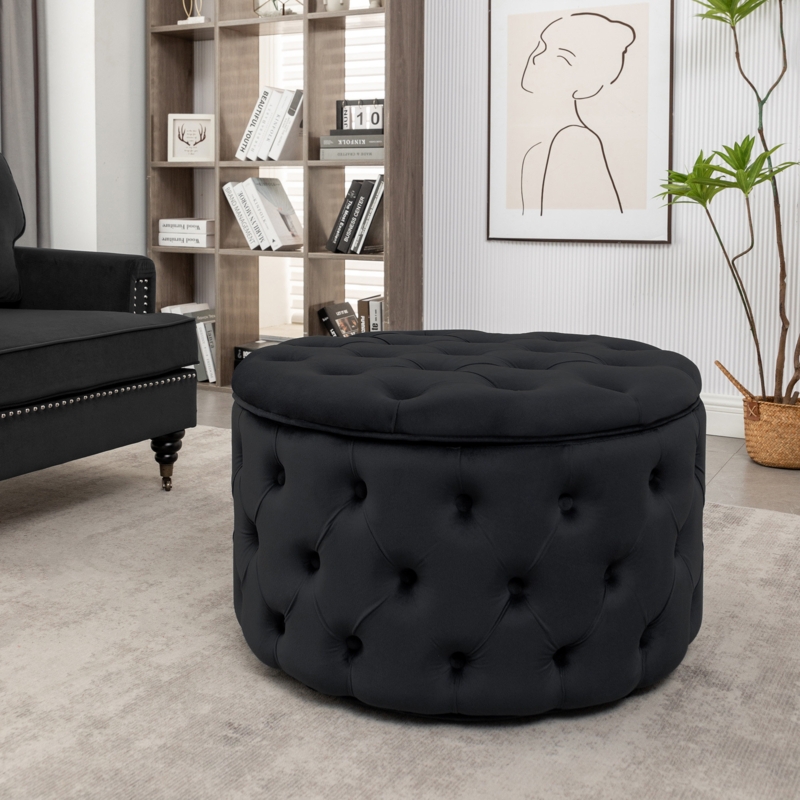 Elzada Velvet Storage Ottoman