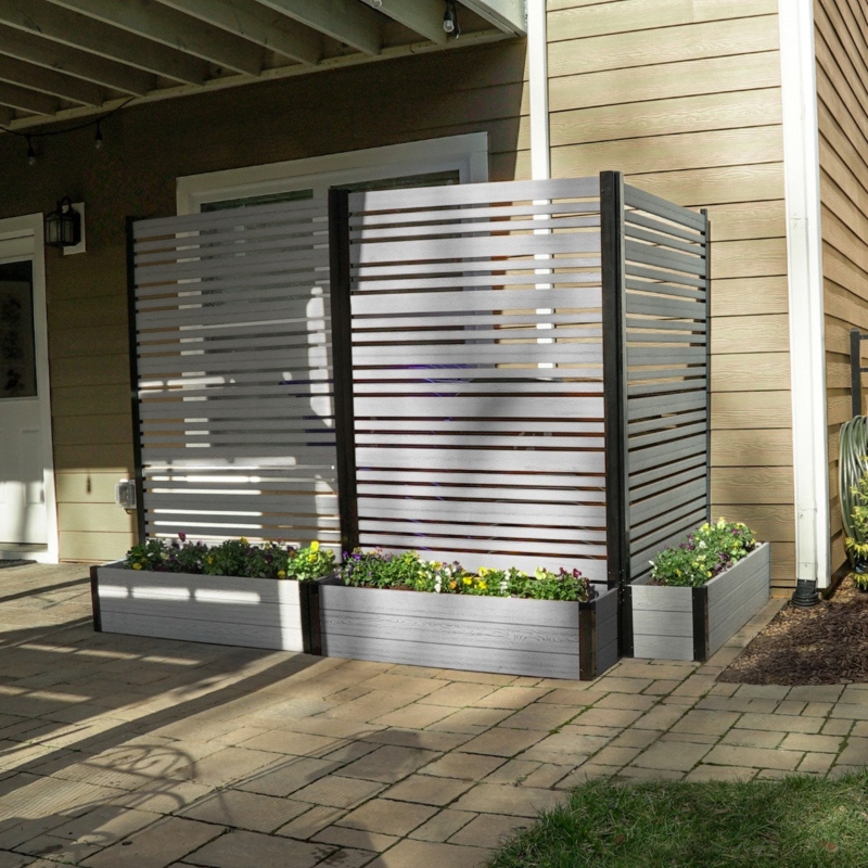 Enclo 6 ft. Tall Florence Freestanding Woodtek Vinyl Privacy Screen with Planter Box (1 Screen)