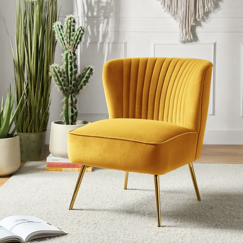 Euclid Upholstered Accent Chair with Metal Legs