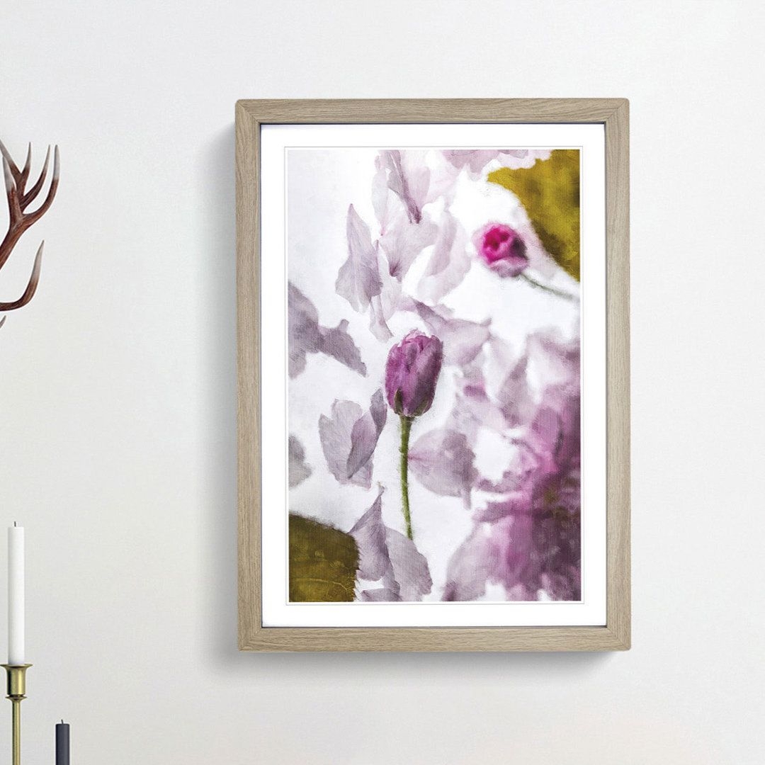 Fallen Pink Petals - Picture Frame Painting Print on MDF