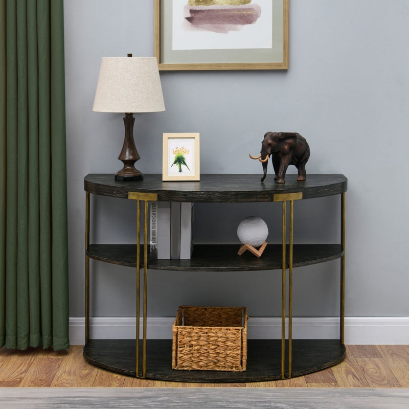 Fateema 30" Brushed Half-moon Modern Console Table with Storage