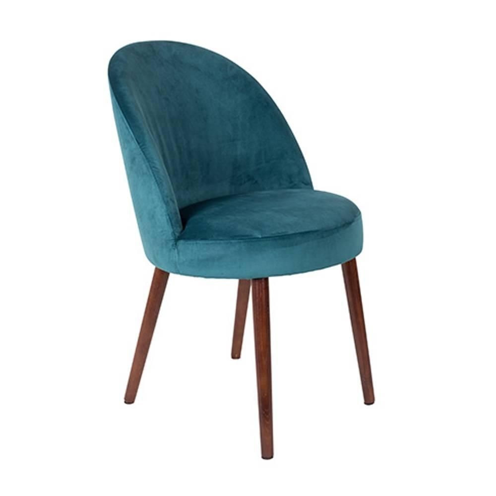 Fauteuil design scandinave BARBARA velours bleu