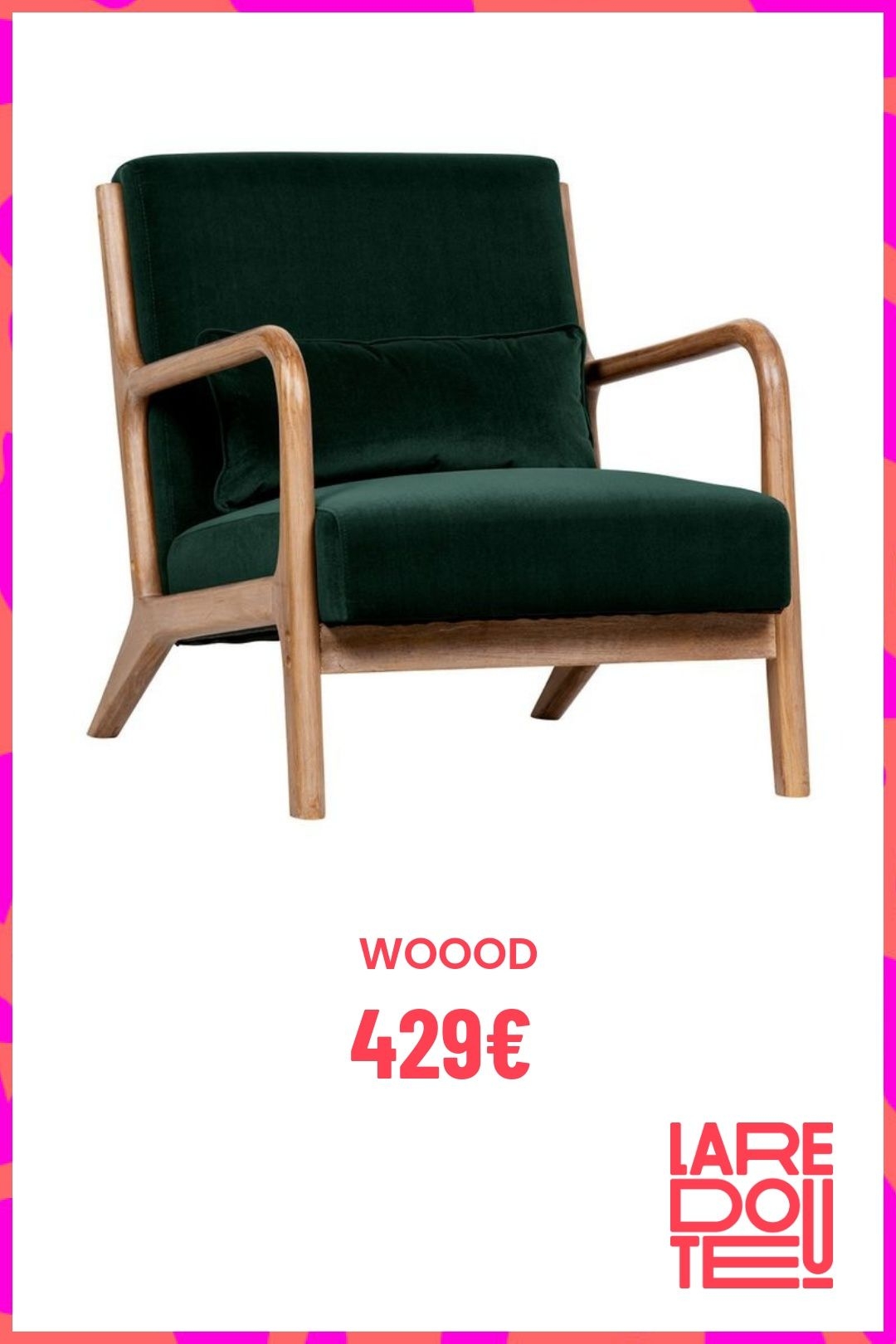 Fauteuil En Bois Et Velours - Mark