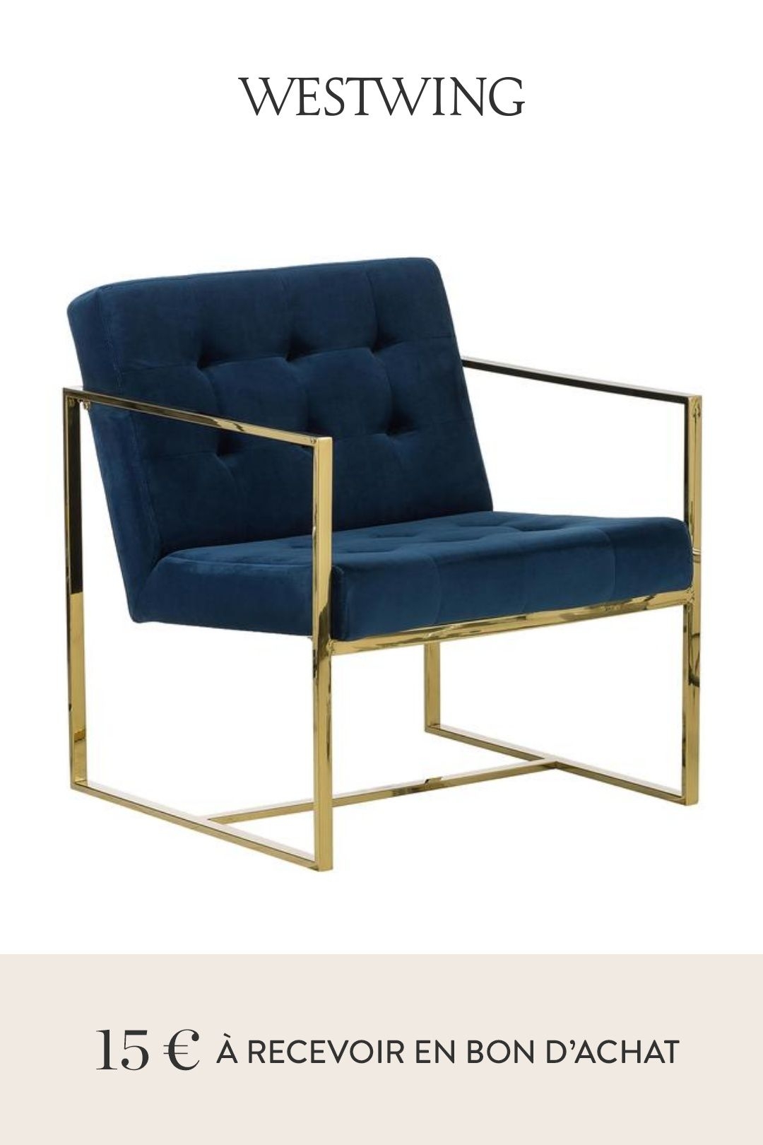 Fauteuil lounge en velours bleu Manhattan
