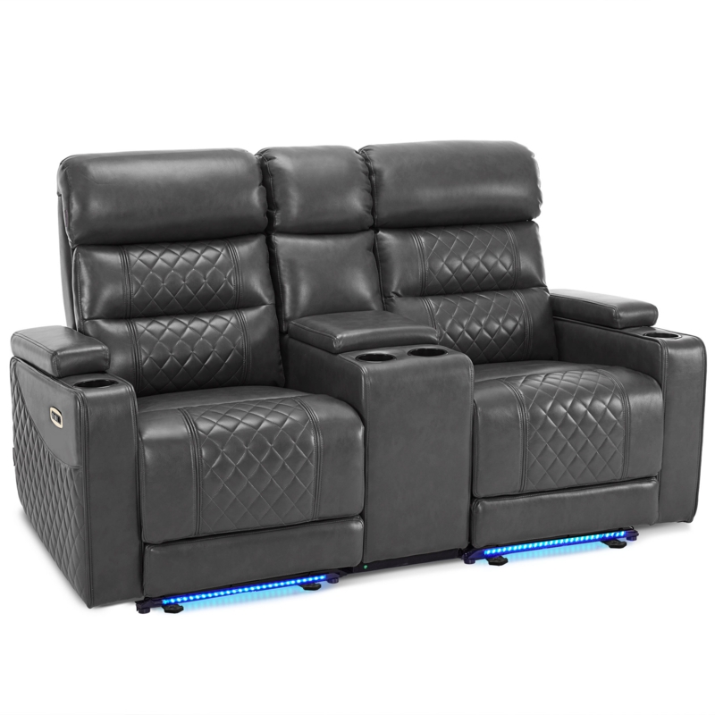 Faux Leather Home Theater Seating with Cup Holder