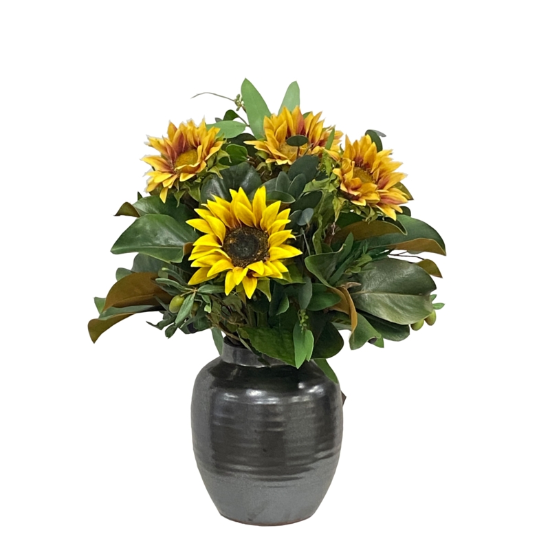 Faux Silk Sunflower Arrangement in Pot