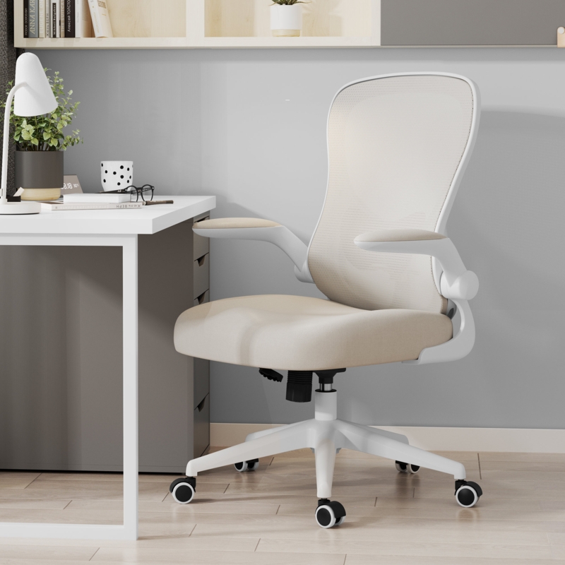 Faye Task Office Chair with Flip-Up Arms and S-Shaped Backrest