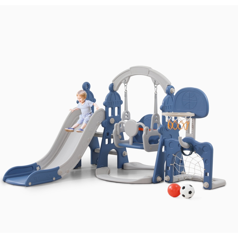Feanch 64.96'' W Plastic Freestanding Slide